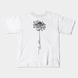 Mothers Day Chrysanthemum Flower - Mother Simple Line Art Kids T-Shirt